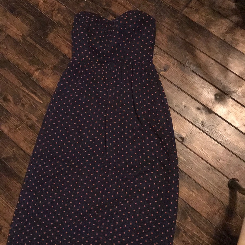 Strapless polka dot dress